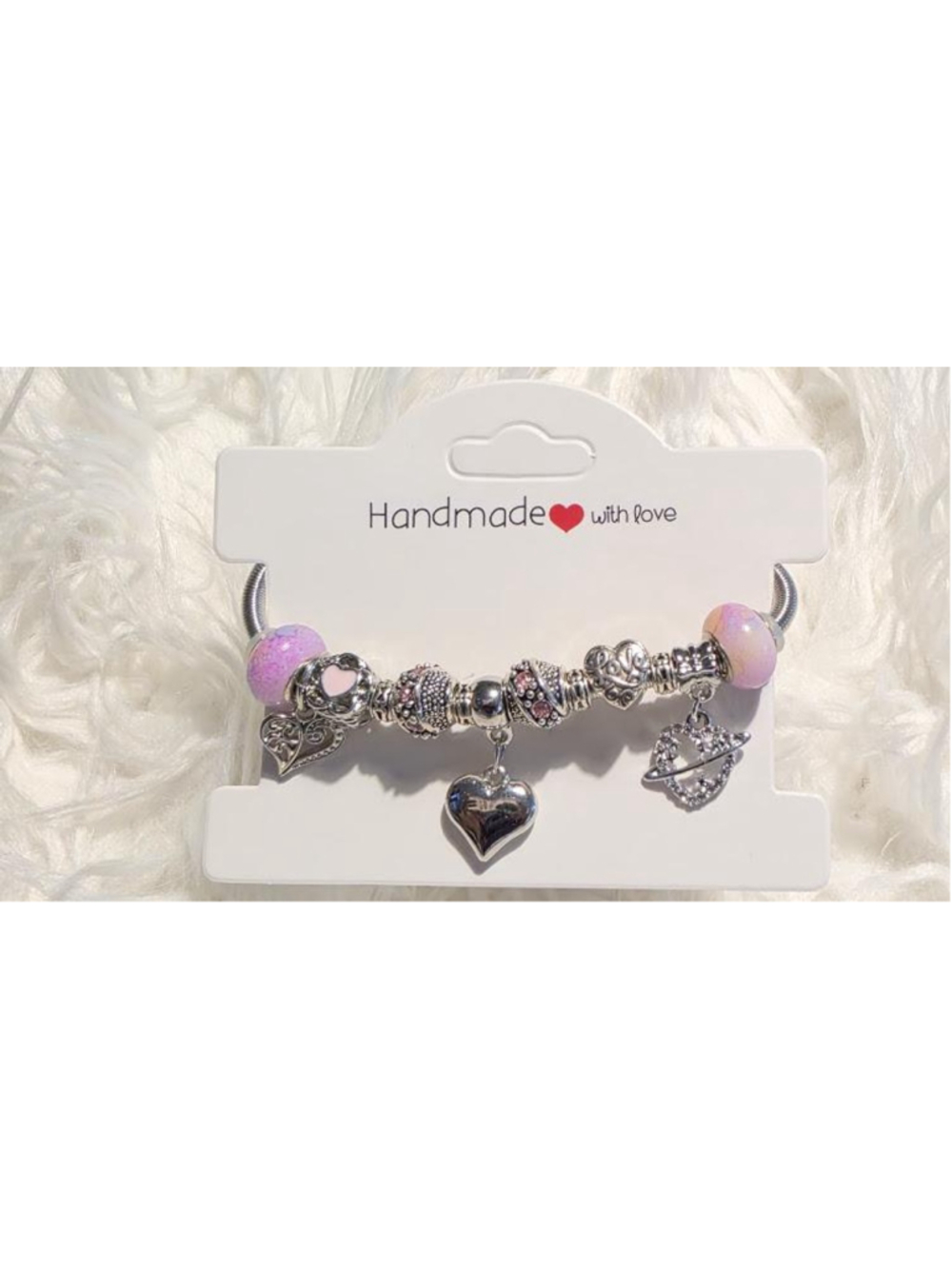 Handmade Charm Bracelet: Acrylic, Resin Beads, Metal Alloy Charms, Golden Snake